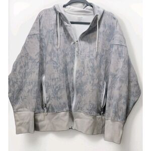 Old Navy Activewear Womens Dynamic Fleece Zip Hoodie Tie Dye Light Gray Size 2XL
